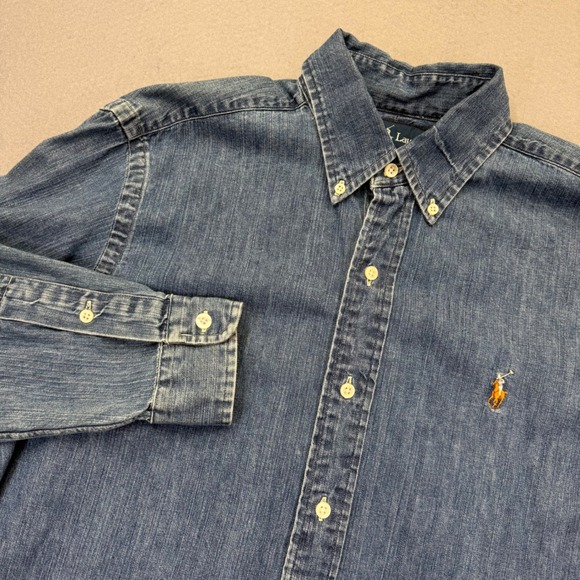 Ralph Lauren Other - Ralph Lauren Classic Fit Denim Button Down Shirt flesh pony Blue Long Sleeve M